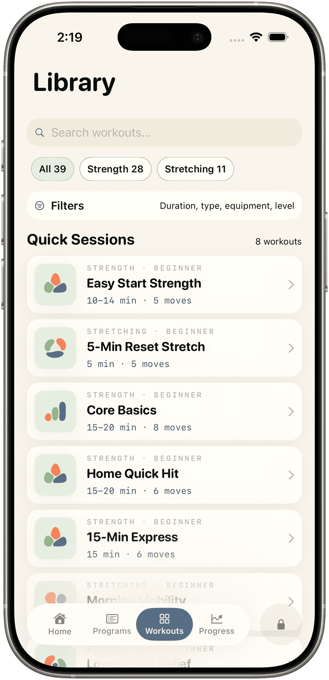 Workout library