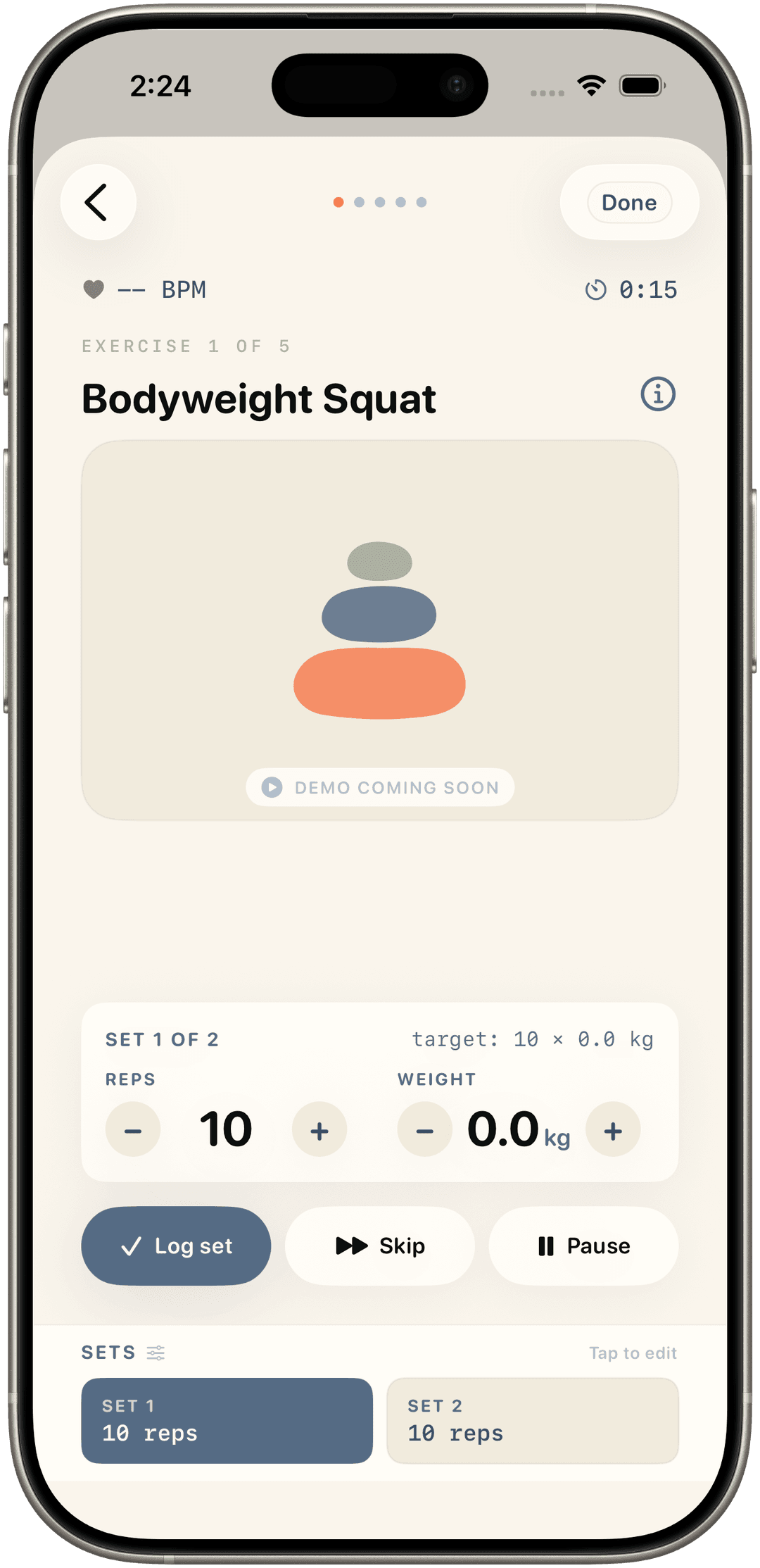 Active exercise with set logging