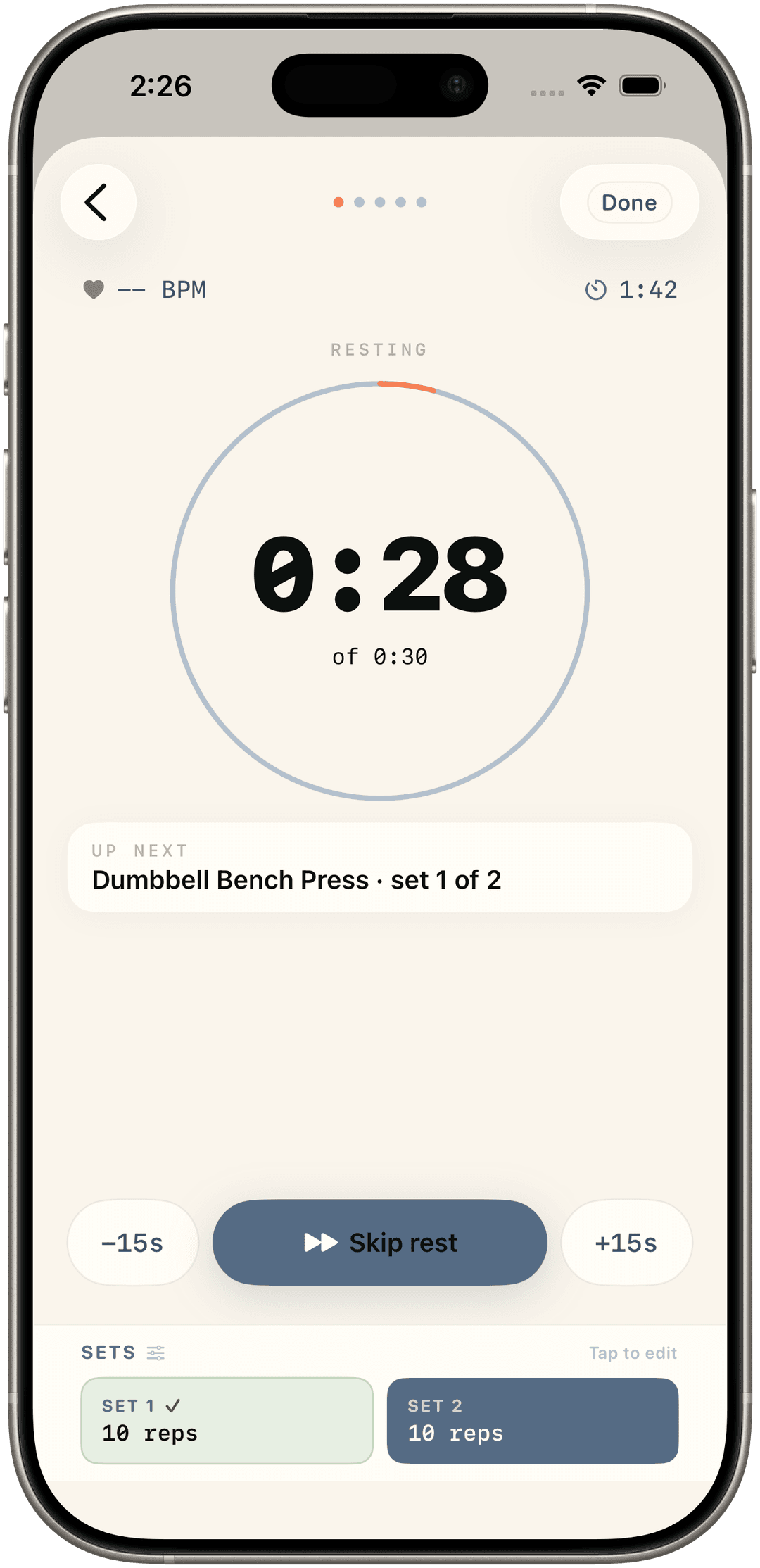 Rest timer during a workout
